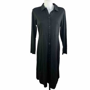 Everlane The Luxe Cotton Shirtdress Size Medium Long Sleeve Collar Black NWOT